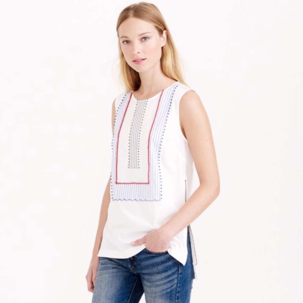 J. Crew Sleeveless Beaded Zip Top